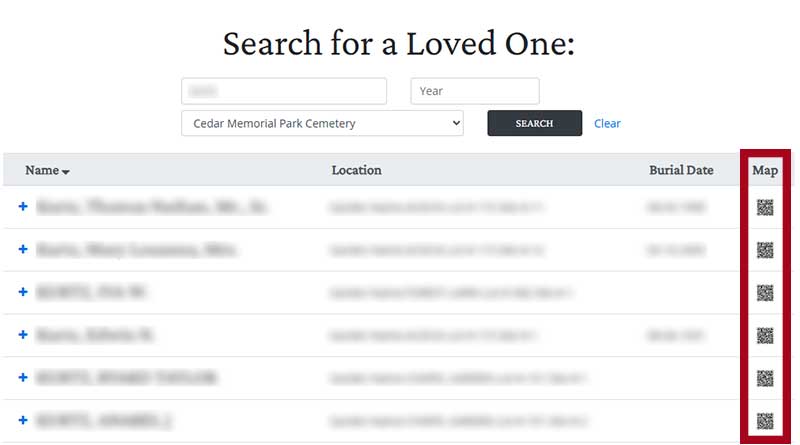 Cedar Memorial Public Search
